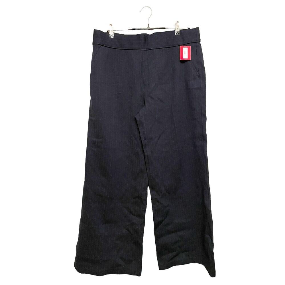 SPANX Ponte Wide Leg Performance Pant Women Size 1X Petite Navy‎ Pinstripe NWT
